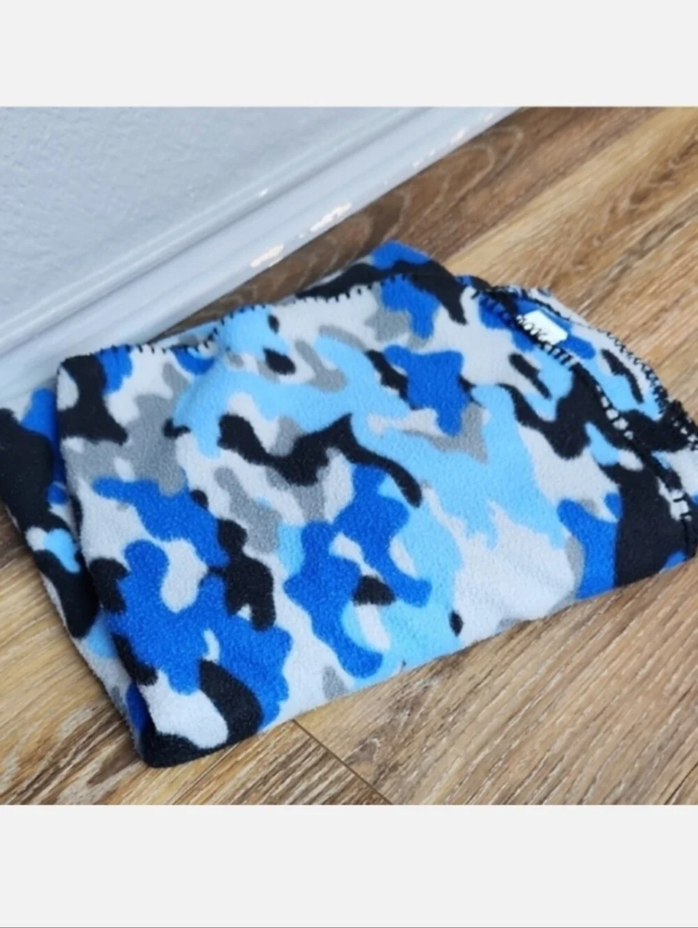 Mainstays Blue Camo Throw Blanket Black Gray